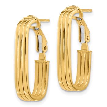 14K 4.4x25mm Polished Oval Omega Back Tube Hoop Earrings — alternate view
