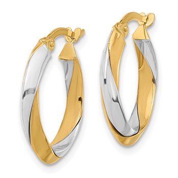 14K Two-tone Polished Twist Hoop Earrings — alternate view