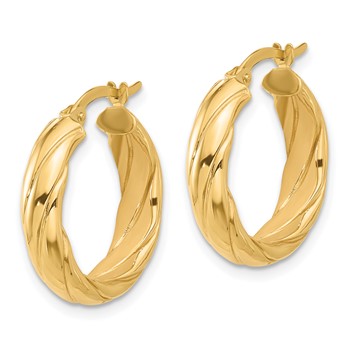 14K Polished and Textured Hoop Earrings — alternate view