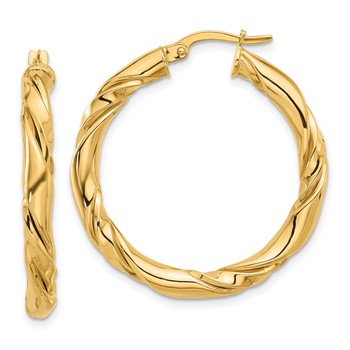 14k Polished Twisted Hoop Earrings