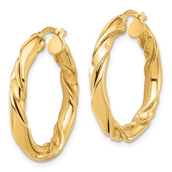 14k Polished Twisted Hoop Earrings — alternate view