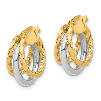 14K Two-tone Polished Fancy Hoop Earrings — alternate view