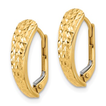 14K Polished and Diamond-cut Leverback Earrings — alternate view