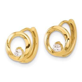 14K Polished CZ Circle Hoop Earrings — alternate view