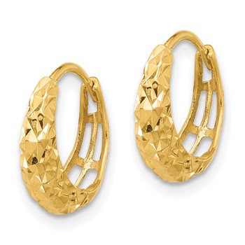 14K Polished Diamond-cut Hoop Earrings — alternate view