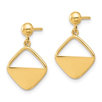 14K Polished Contemporary Dangle Post Earrings — alternate view