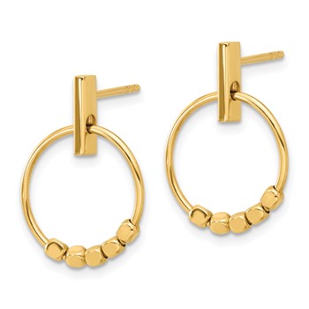 14K Polished Circle Dangle Post Earrings — alternate view