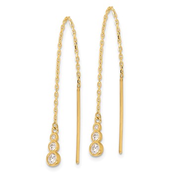 14K Polished Graduated CZ and Chain Threader Earrings — alternate view