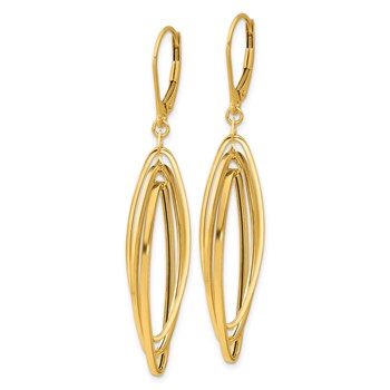 14k Polished Twisted Ovals Dangle Leverback Earrings — alternate view