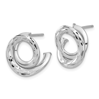 14K White Gold Polish and Diamond-cut Intertwined Circle Post Earrings — alternate view