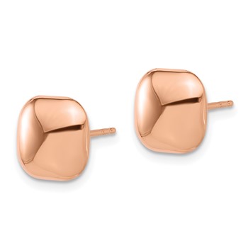 14K Rose Gold Polished 10mm Puffed Square Post Earrings — alternate view