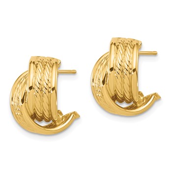 14K Polished and Textured Twisted Post Earrings — alternate view