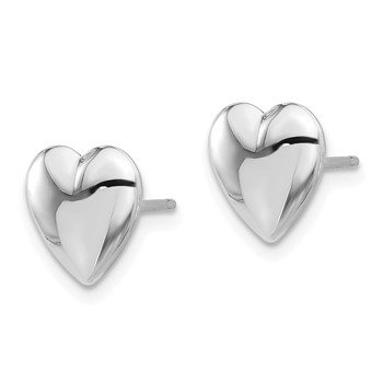 14K White Gold Polished Puffed Heart Post Earrings — alternate view