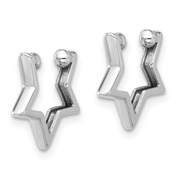 14K White Gold Polished Star Pair of Cuff Earrings — alternate view