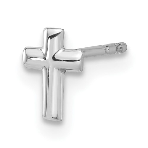 Single 14K White Gold Polished Cross Post Earring