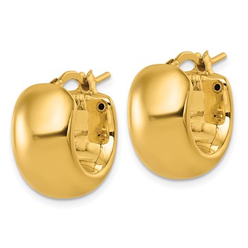 14k Polished 9.75mm x 17mm Puffed Round Hoop Earrings — alternate view