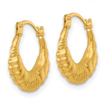 14k Polished Fancy Scalloped Hollow Hoop Earrings — alternate view