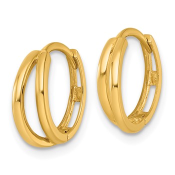 14k Polished Fancy Double Round Hinged Hoop Earrings — alternate view