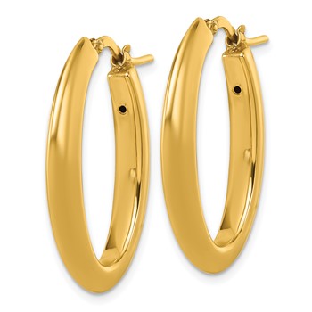 14k Polished Knife-edge 4mm x 30mm Puffed Oval Hoop Earrings — alternate view