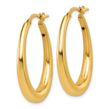 14k Polished 4mm x 30mm Graduated Puffed Oval Hoop Earrings — alternate view