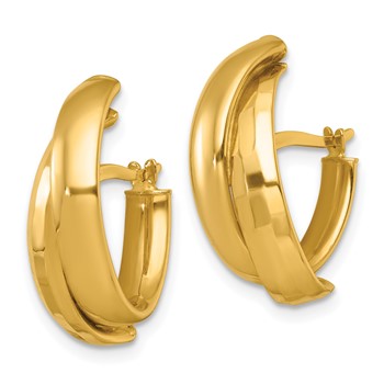 14k Polished Fancy Double J-Hoop Earrings — alternate view