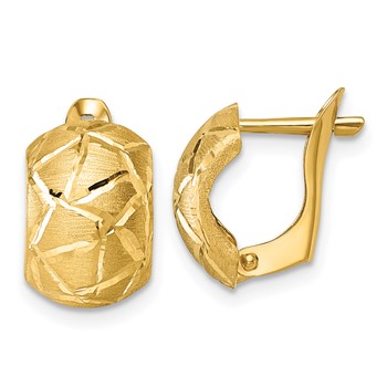 14k Polished and Brushed Diamond-cut Omega Back Earrings