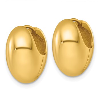 14k Polished Puffed Oval Hinged Hoop Earrings — alternate view