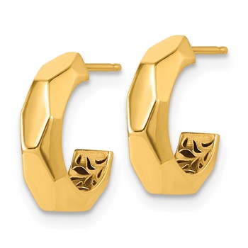 14K Polished Hollow Geometric C-Hoop Post Earrings — alternate view