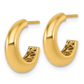 14K Polished Hollow C-Hoop Post Earrings — alternate view