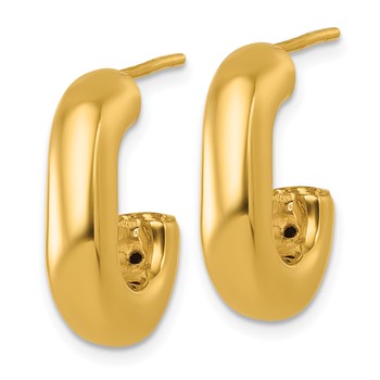 14k Polished Puffed Oval J-Hoop Post Earrings — alternate view
