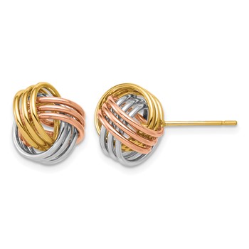 14k Tri-color Ridged Love Knot Post Earrings