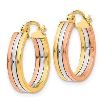14K Tri Color Hoop Earrings — alternate view