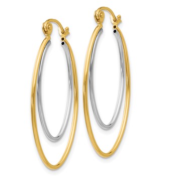 14K Two Tone Lightweight Hoop Earrings — alternate view