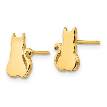 14K Cat Earrings — alternate view