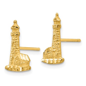 14K Diamond-cut Lighthouse Post Earrings — alternate view