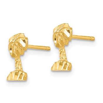 14K Diamond-cut Palm Tree Post Earrings — alternate view