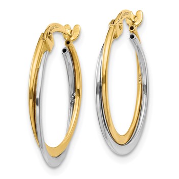14K Two-Tone Polished Hoop Earrings — alternate view