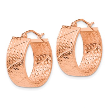 14k Rose Gold Diamond Cut Hoop Earrings — alternate view