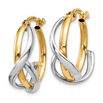 14K Two-Tone Polished Twisted Hoop Earrings — alternate view