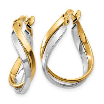 14K Two-Tone Polished Twisted Hoop Earrings — alternate view