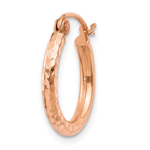 Single 14k Rose Gold Lightweight Diamond-cut Hoop Earring
