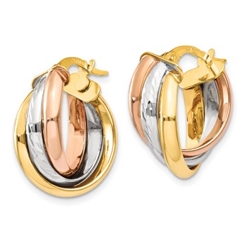 14K Tri-color Polished Hoop Earring — alternate view