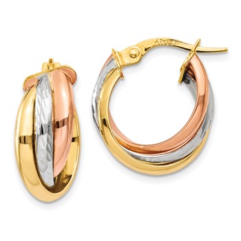 14K Tri-color Polished Hoop Earring