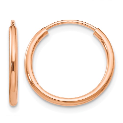 14k Rose Gold 1.50mm Polished Endless Tube Hoop Earrings