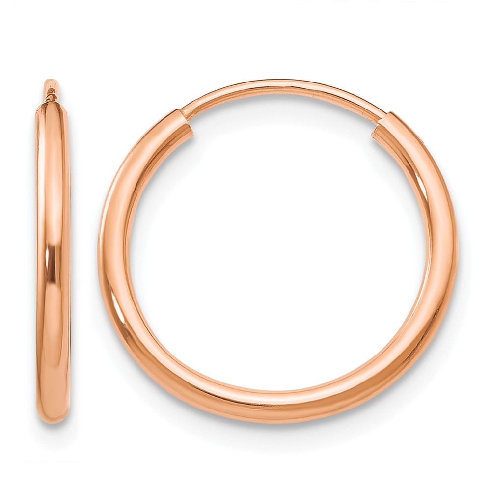 14k Rose Gold 1.50mm Polished Endless Tube Hoop Earrings