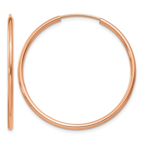 14k Rose Gold 1.50mm Polished Endless Tube Hoop Earrings