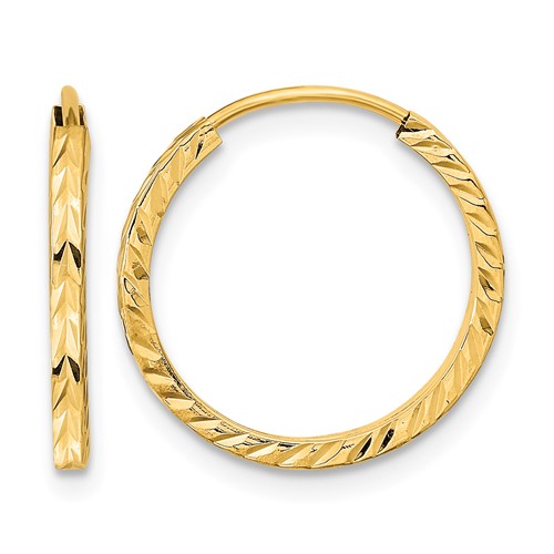 10k Diamond-cut Square Tube Endless Hoop Earrings