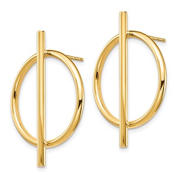 14K Circle & Bar Post Earrings — alternate view