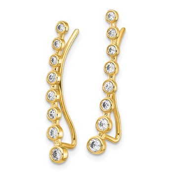 14K Bezel-set CZ Ear Climber Earrings — alternate view