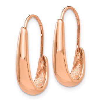 14k Rose Gold Polished Tapered J-Hoop Wire Earrings — alternate view